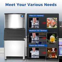 Garvee 550Lbs/24H Ice Maker ETL Approval 370 Lbs Storage Bin, Stainless Steel Clear Ice Cube Maker, 15x20 Ice Cube