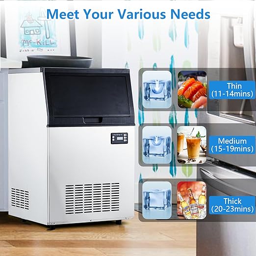 Garvee 90LBS/24H,Ice Machine 110V Ice Machine with 33 LBS Storage Bin, Ideal for Restaurant, Home, Bars, Coffee Shop