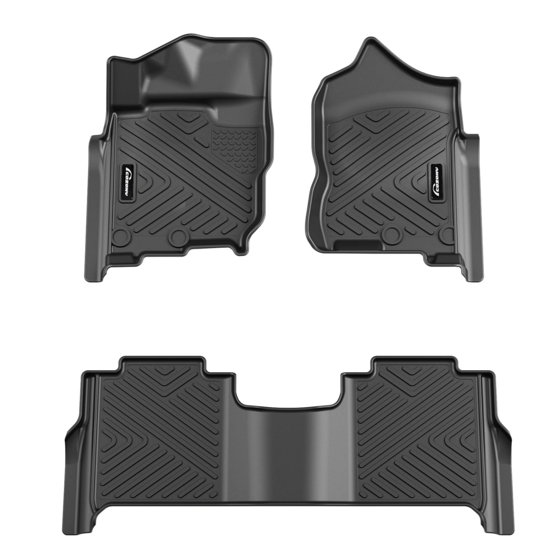 Garvee Floor Mats for 2017-2021 Nissan Titan & XD Crew Cab, TPE All Weather Custom Fit Floor Liner, Black