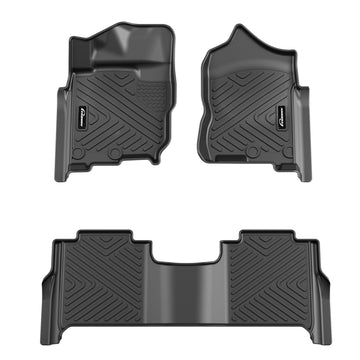 Garvee Floor Mats for 2017-2021 Nissan Titan & XD Crew Cab, TPE All Weather Custom Fit Floor Liner, Black
