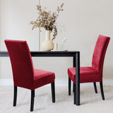 Garvee Velvet Chair Covers for Dining Room, Soft Stretch Dining Chair Slipcovers Removable Chair Protectors Covers, Set of 2, Wine Red - Wine Red