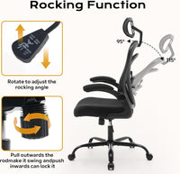 Garvee Ergonomic Office Chair, 300 LBS Capacity, High Back Mesh Desk Chair with Wheels, Flip-Up Armrests, Comfortable Lumbar Support Gaming Chairs for Home Office, Bedroom, Study, Black