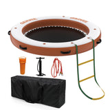 Garvee Inflatable Floating Dock 8 ft Round with 6 ft Central Hammock, Heavy Duty PVC, Supports 4-7 Adults, Pool Beach Ocean