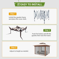 Garvee Pop Up Gazebo Patio Gazebo 11x11 Outdoor Gazebo with Mosquito Netting Outdoor Canopy Shelter with Double Roof Ventiation 121 Square Feet of Shade for Lawn, Garden, Backyard and Deck, Brown