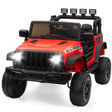 Garvee Ride - P Series: 12V Kids Electric Vehicles with Remote Control, 2 Speeds, Spring Suspension, LED Headlight, Bluetooth, Music, Battery Powered Car for Kids - Red - Red