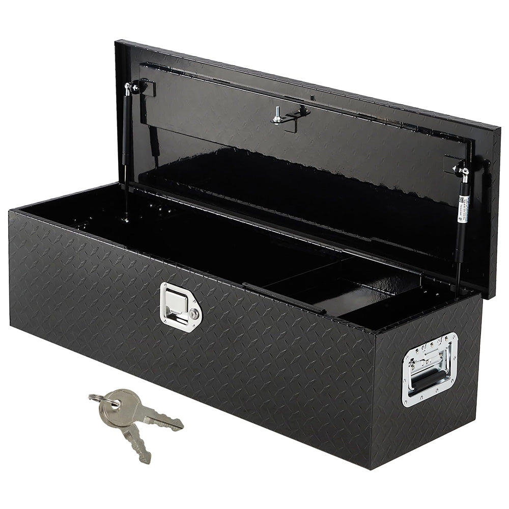 Garvee 39 Inch Aluminum Truck Tool Box, Truck Bed Storage Box with Security Lock and Wider Handles, Heavy Duty Waterproof Tool Box Organizer Chest for Pick Up Truck Rv Trailer - Black