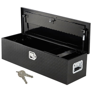 Garvee 39 Inch Aluminum Truck Tool Box, Truck Bed Storage Box with Security Lock and Wider Handles, Heavy Duty Waterproof Tool Box Organizer Chest for Pick Up Truck Rv Trailer - Black