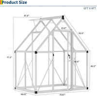 Garvee Heavy Duty 6x4 FT Walk-In Aluminum Greenhouse with Polycarbonate Panels – UV Protection, Roof Ventilation, Easy Assembly, Ideal for Home Gardeners and Vegetables – Silver