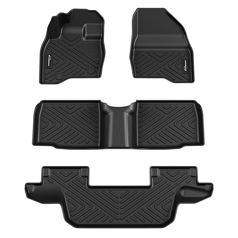Garvee Floor Mats Fits 2015-2019 Ford Explorer Anti Skid Floor Liners Black, All Weather TPE Floor Liners w/o 2nd Row Center Console