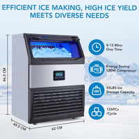 265Lbs/24H Commercial Ice Maker, 450W 55LB Storage, Self-Clean