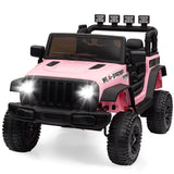Garvee Ride - P Series: 12V Kids Electric Vehicles with Remote Control, 2 Speeds, Spring Suspension, LED Headlight, Bluetooth, Music, Battery Powered Car for Kids - Pink - Pink