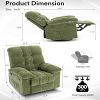 Garvee Rocking Recliner Chair, 360° Swivel Rocker Chair for Living Room, Upholstered Fabric Nursery Chair with Side Pockets for Small Spaces, q235 Steel Frame Lazy Boy Recliner Single Sofa, Green