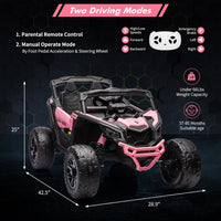 Garvee Ride - P Series: 12V Can-Am Ride-On UTV: Remote Control, Large Seat, Music, LED Lights, Spring Suspension, for Boys & Girls - Pink