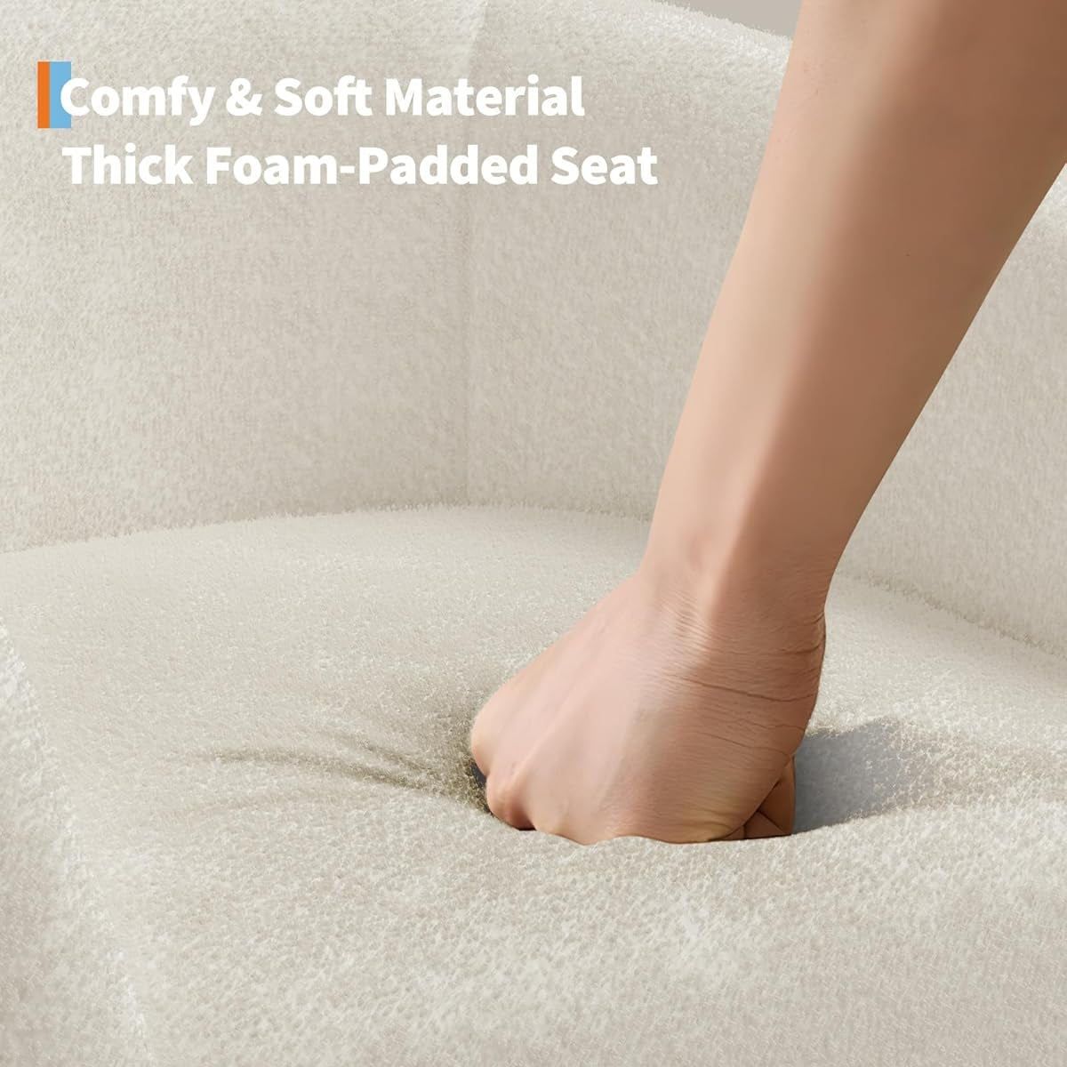 Garvee Accent Barrel Chair Boucle Club Chair with Sherpa Upholstery, Ergonomic Support, Durable Plastic Legs, Easy Assembly, for Living Room Bedroom, Beige