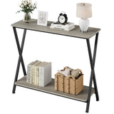 Garvee Console Table, Sofa Tables Narrow Entryway Table with Shelf and Metal Frame, 33.5” Behind Couch Table Industrial Hallway Table for Living Room, Foyer, Bedroom, Rustic Grey - Grey