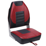 Garvee One Pair Marine High Back Folding Boat Seat (2 Seats) (Black/Red/Charcoal) - Black And Red