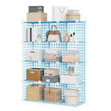 Garvee Wire Cube Storage 6-Cube Closet Organizer Modular Shelves Units for Bedroom Office Living Room 37.01 x 12.6 x 38.19 Inch Blue - Blue
