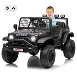 Garvee 12V Kids Ride On Truck Car with Parent Remote Control, 3 Speeds, Emergency Braking, LED Lights, Music & Horn, Black - Black