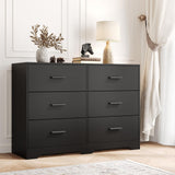 Garvee Chest of Drawers with 6 Drawers, Modern Drawer Dresser Durable Structure with Deep Drawers,Anti-Tipping Device for Home,Office, Living Room In Black - Black (1)
