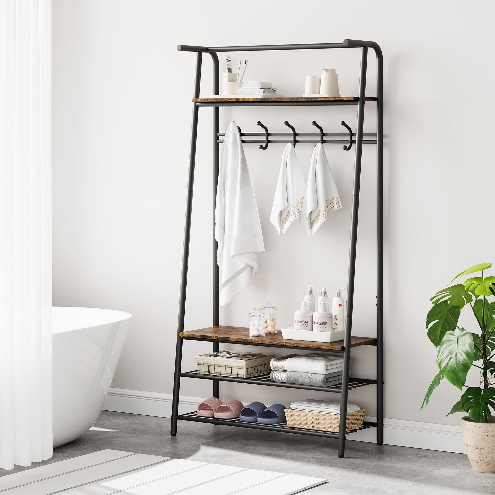 SHAREEFシャリーフ BENCH COAT GAMEOVER GARVEE 4-in-1 Hall Tree Coat Rack Shoe Bench - Versatile Entryway