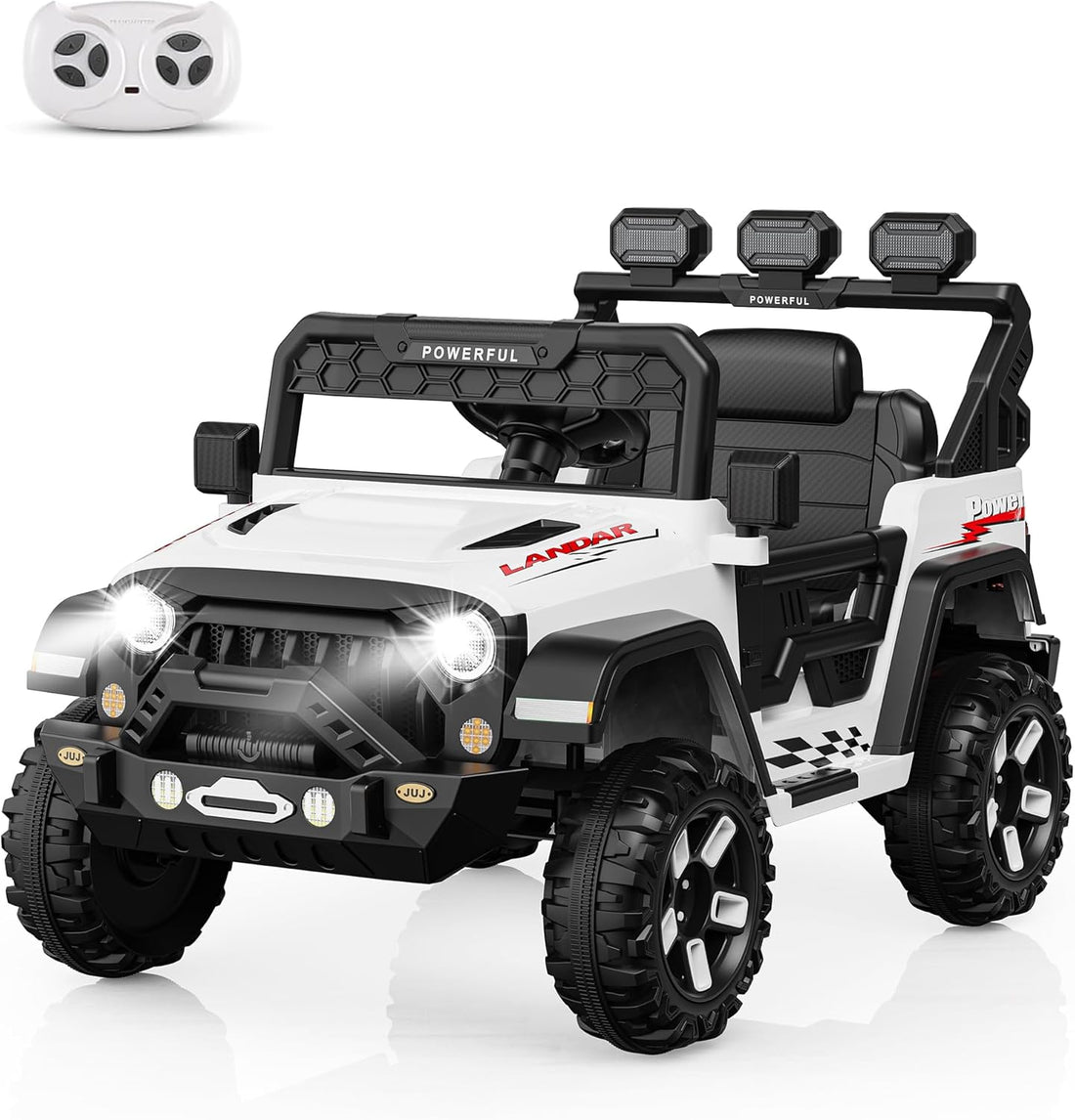 Garvee Ride - P Series: 3-6, Ride on Car with 2.4G Remote Control, 12V Battery Powered Electric Car for kids with 3 Adjustable Speeds, Soft Start, Battery Display, Music (White)