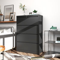 Garvee 4 Drawers Lateral File Cabinet, Metal Filing Cabinet with Lock for Home Office, Wide Steel Storage Cabinet Commercial Drawer Cabinets for Legal/Letter/A4 Size Files, Assembly Required