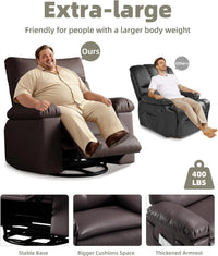 Garvee Oversized Wide Recliner Chair - Heat and Massage, PU Leather Large Manual Recliner for Adults, Ultimate Comfort Lazy Boy with 1.5X Sponge Filling and Easy Recline Mechanism for Relaxation