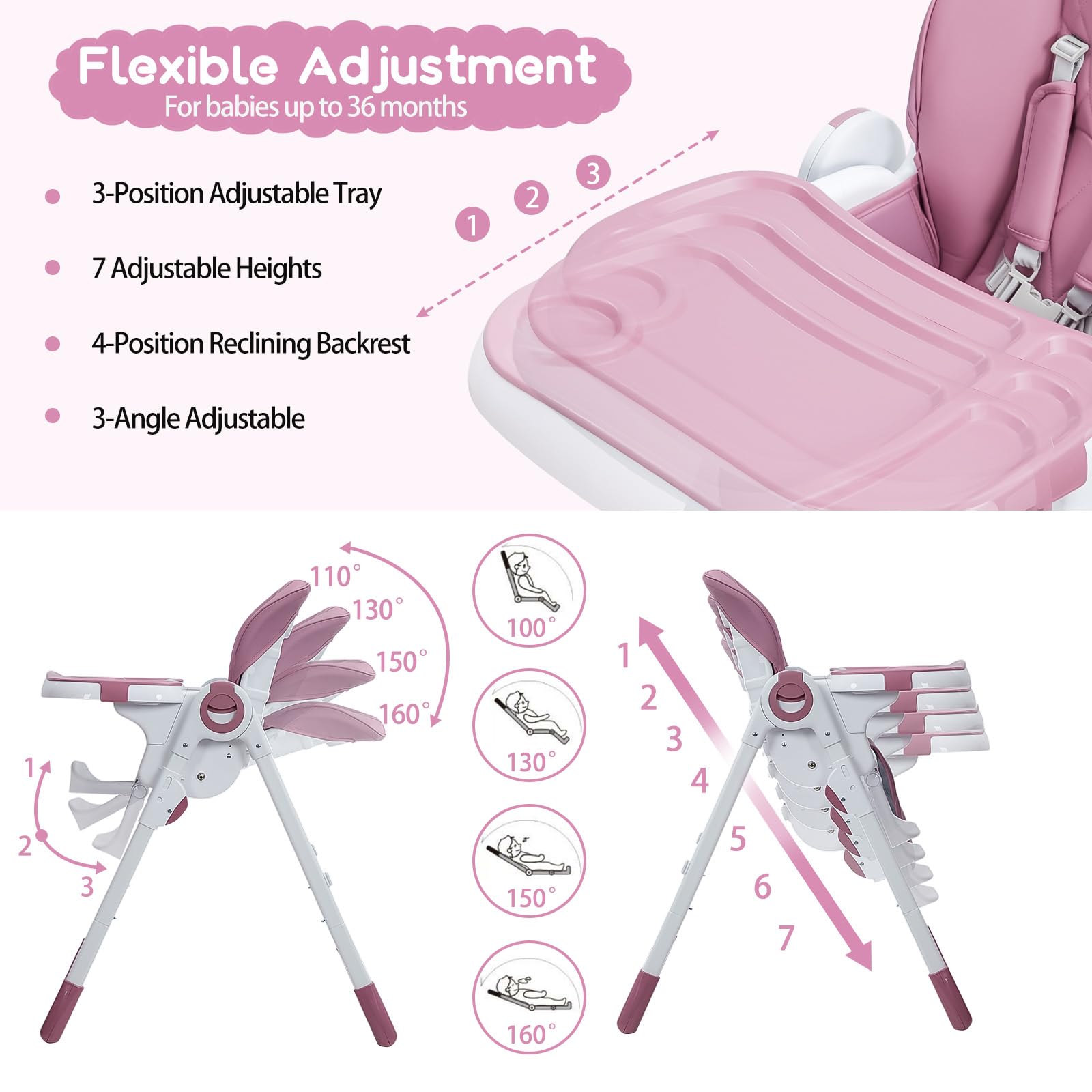 Multifunctional High Chair Garvee Adjustable Baby High Chair – Foldable ...