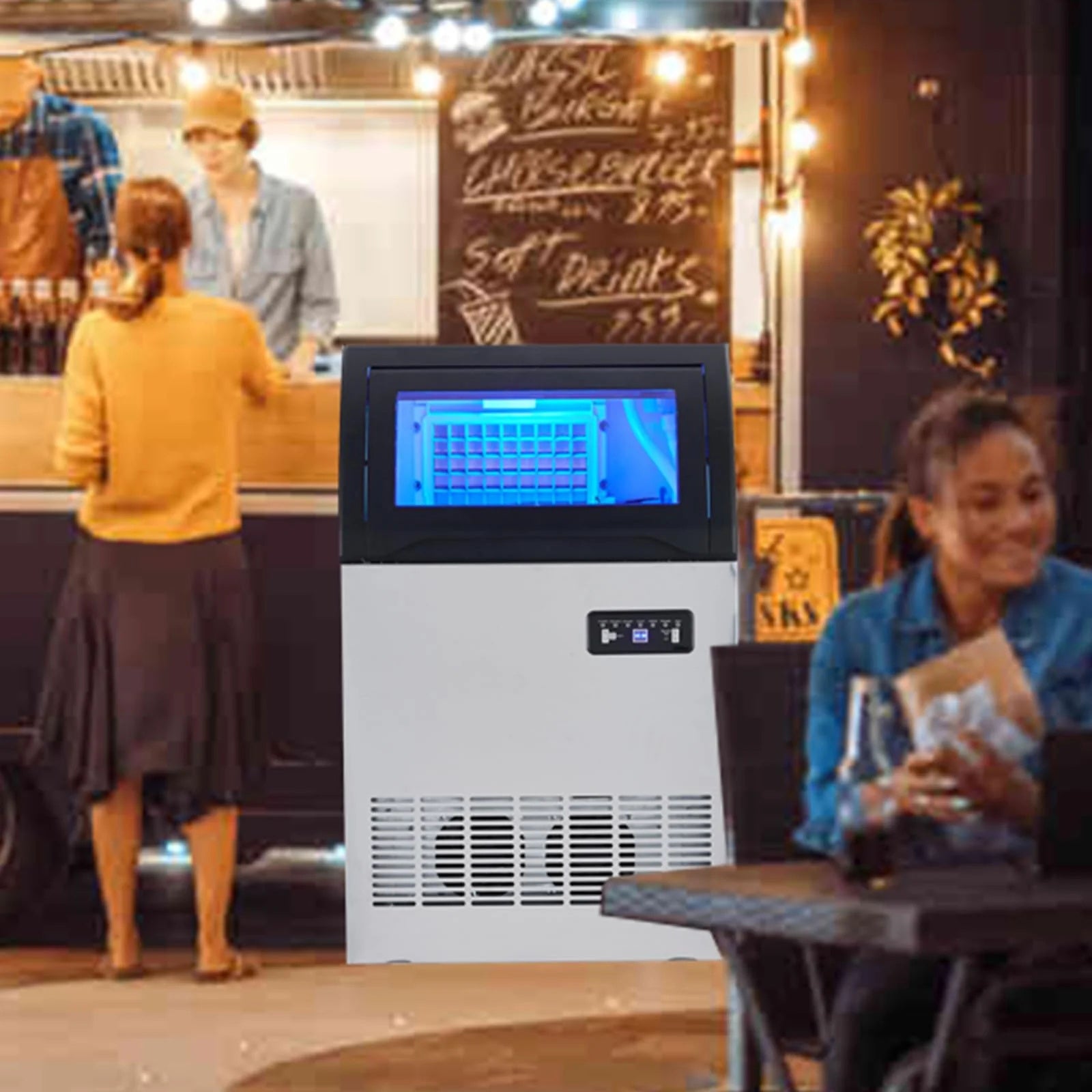 Garvee Ice Maker, 155 Lbs/24H, 33 Lbs Storage, Stainless Steel, LED Display, Undercounter, Freestanding for Bars, Cafes, Businesses