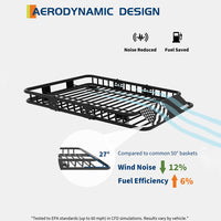 Garvee 46" x 36" x5" Universal Roof Rack Basket With Waterproof Luggage Bag and Combination Lock For SUVs Trucks Vehicles Black