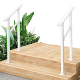 Garvee Hand Rails for Outdoor Steps, Metal Stair Railing Handrail, 2 Step，2 Pack, White - White