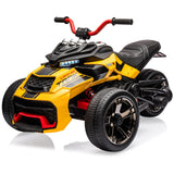 Garvee 12V Kids Ride on Toy for Kids, 2x55W Powerful Engine 7AH Battery, 3 - 7 km/H, 3 Wheelers Electric Vehicle, LED Lights, 2 Speeds, EVA Tire, Music, USB - Yellow - Yellow