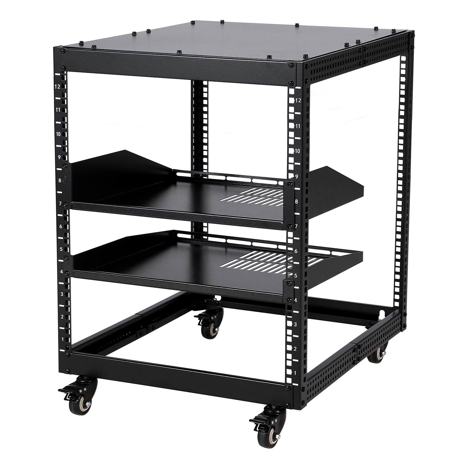 Der Rack Garvee 12U Open Frame Server Rack Adjustable 23''-40'' Depth Wall Moun