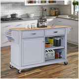 Garvee Natural Wood Top Storage Cabinet with 5 Sturdy Casters, Spice Rack, Towel Holder, 2 Storage Drawers for Kitchen, Entrance Buffet Cabinet, Gray - Grey