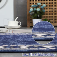 Garvee Bordered Dark Blue 4x6 Machine Washable for Living Room Modern Area Rug, Non-Slip Stain Resistant Accent Rug Indoor Minimalist Border Floor Cover Carpet for Bedroom