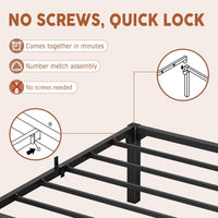 Garvee Heavy Duty King Bed Frame 14 Inch Hight, Metal Platform Bed Frame with Reinforced Slats Support, 800 Lbs Load Capacity, Noise Free, No Box Spring Needed and Screws, Tool-Free Assembly
