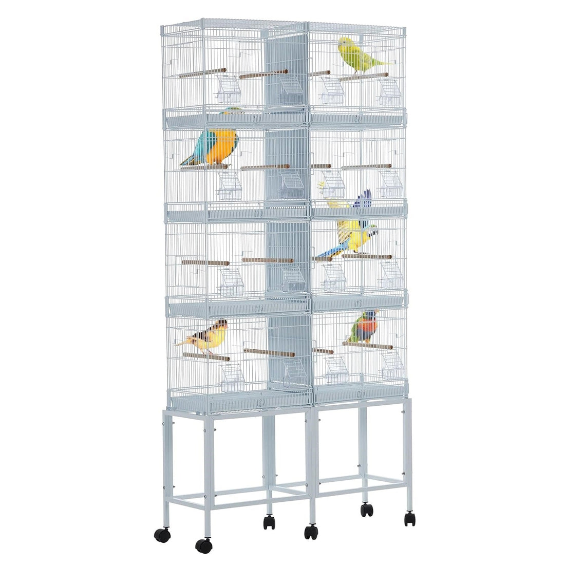 Garvee Extra Large Metal Bird Cage for Mid-Sized Parrots Cockatiels Conures Parakeets Lovebirds Budgie Finch, White, W33.5 x D11 x H67