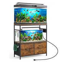 Garvee Fish Tank Stand, Metal Double Aquarium Stand with Cabinet, Heavy Duty Reptile Terrarium Stand