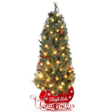 Garvee 4ft Christmas Tree with 85 Lights, Pre-Lit Artificial Desktop Xmas Tree with 8 Mode Includes Red Berries & Sleigh Base for Holiday Indoor DIY Christmas Decor, 1 PCS - 4.5ft - 85 Lights(1 Pack)