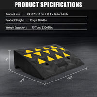 Garvee Rubber Curb Ramp, 6" Rise Height Sidewalk Curb Ramp, 14.6" Width 19.3" Length Driveway Ramp for Curb, Heavy Duty Driveway Curb Ramp for Forklifts, Trucks, Buses, Cars, Wheelchairs, Bikes