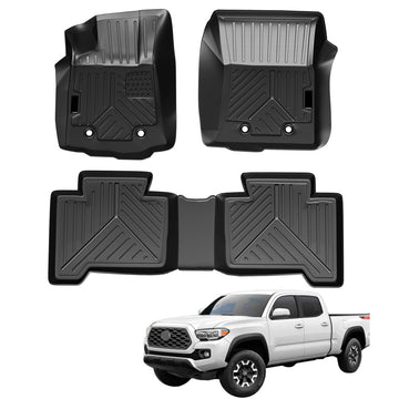 Garvee Custom Fit Floor Mats for Toyota Tacoma Double Cab 2018-2023,3 Pack TPE Floor Liners Compatible with 2018 2019 2020 2021 2022 2023 Toyota Tacoma