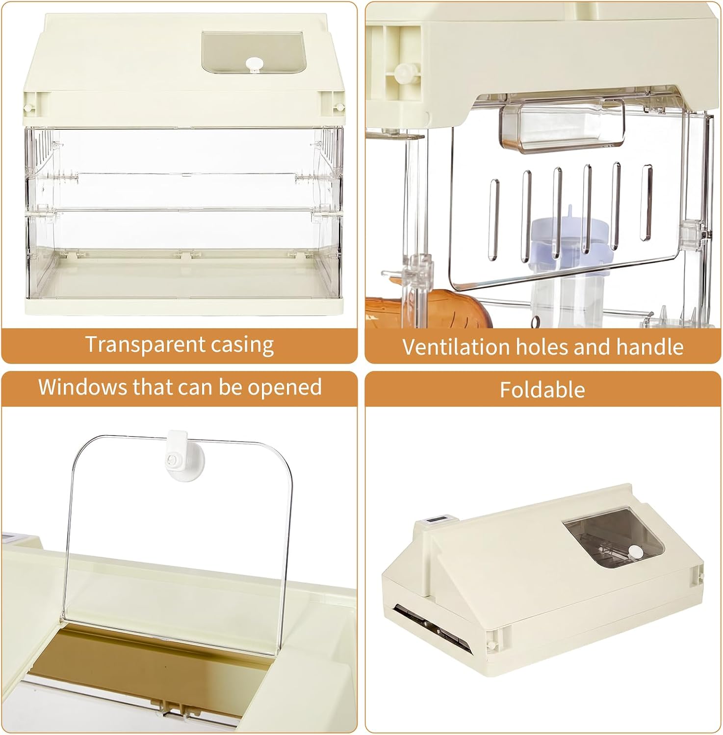 Garvee Acrylic Hamster Cage Starter Kit for Guinea Pigs, Rats, Chinchillas, Hedgehogs, Gerbils, Mice - Chew-Proof Habitat with Platform, Wheel, Water Bottle, Hideout & Bowl - 45.2×31.4×44.1cm