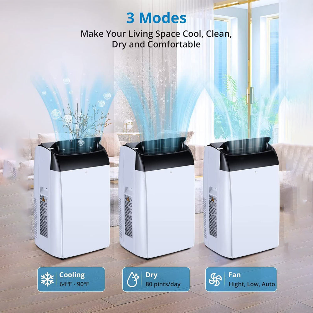 Garvee 14,000 BTU Portable Air Conditioner with Dehumidifier & Fan, Portable AC Units Cools up to 750 Sq. Ft., Remote Control, Auto Swing, Sleep Mode, Black Top