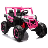 Garvee Ride - P Series: 24V 2-Seater Ride-On UTV: 4WD, Remote Control, Metal Frame, EVA Wheels, LED Lights, Spring Suspension, for Ages 3+ - Pink - Pink
