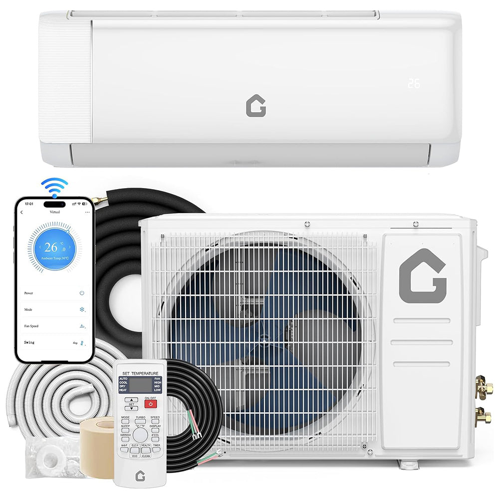 Garvee 12000 BTU 18.5 SEER 2 230V~ Mini Split AC/Heating System With WiFi, , Suitable for 750+ Sq. Ft