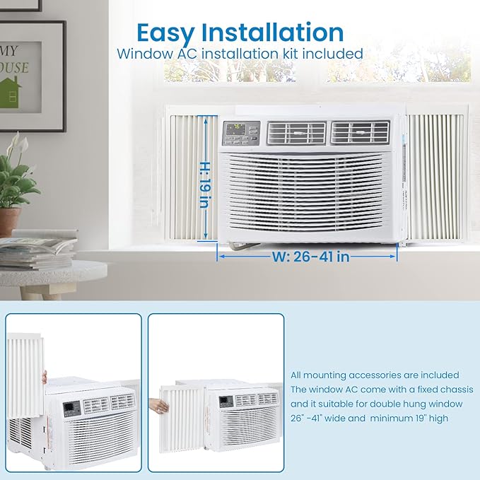 Garvee 10000 BTU Window Air Conditione , Window ac Air Units U Shaped Cools Up to 450 sq. ft., Open Window Flexibility, 6 Modes, Sleep Mode, Ultra Quiet, Energy Efficient, Window AC for Home