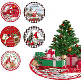 Garvee 120CM Cartoon Christmas Tree Skirt with Snowflake Deer Snowman Pattern for Indoor Outdoor Merry Christmas Holiday Party Decor Gingerbread Man Forester - Gingerbread Man Forest