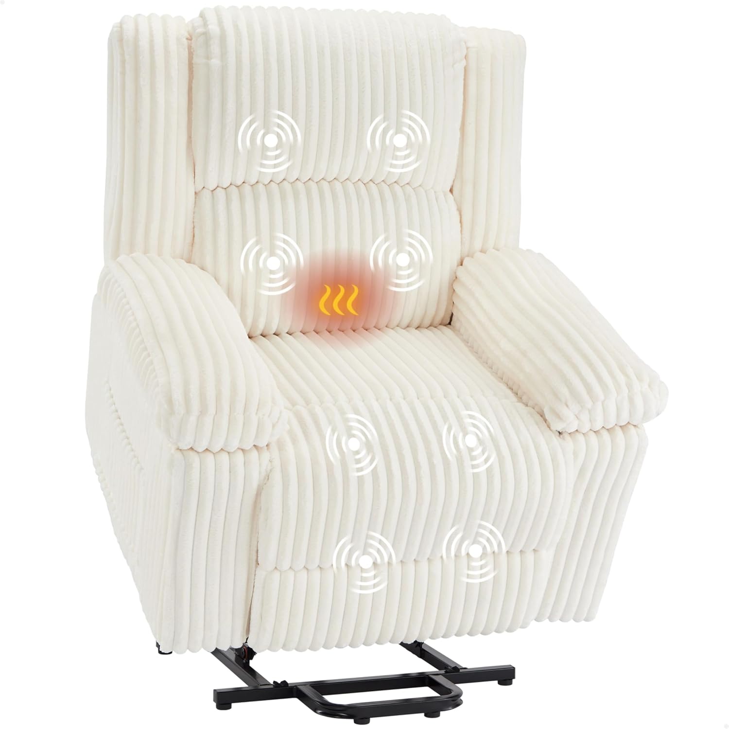 Garvee Power Lift Recliner Chair - Heat and Massage, Electric Lift Plush Recliner with Soft Padded Seat, Back Support & Armrests , Designed for the Elderly and People with Mobility Impaired, Cream