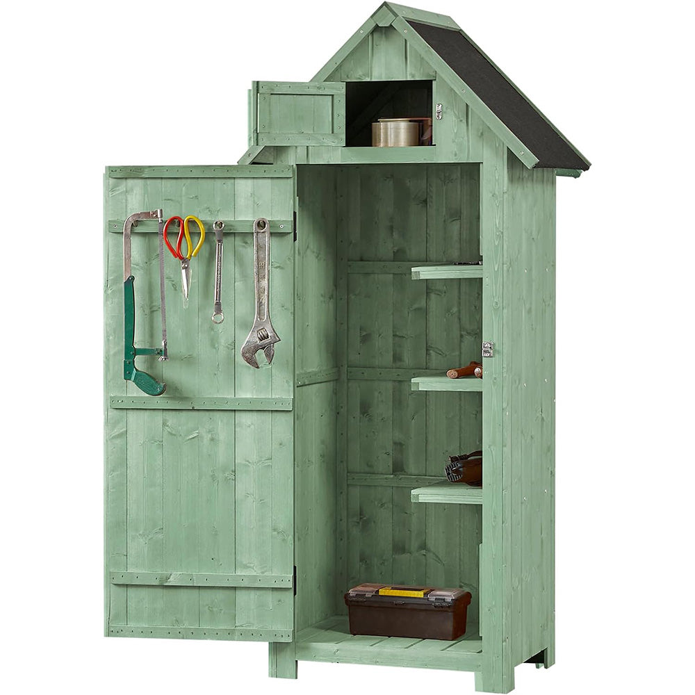 Garvee Outdoor Wooden Storage Shed, Garden Wood Tool Cabinet, Solid Sheds & Outdoor Storage Clearance, Waterproof Sheds with Shelf and Locking Latch for Backyard, Hallway, Patio Green