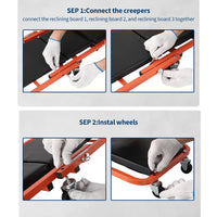 Garvee 36" Z-Creeper Seat on Wheels, Foldable Garage Creeper Shop Seat, 330 LBS Capacity, Black